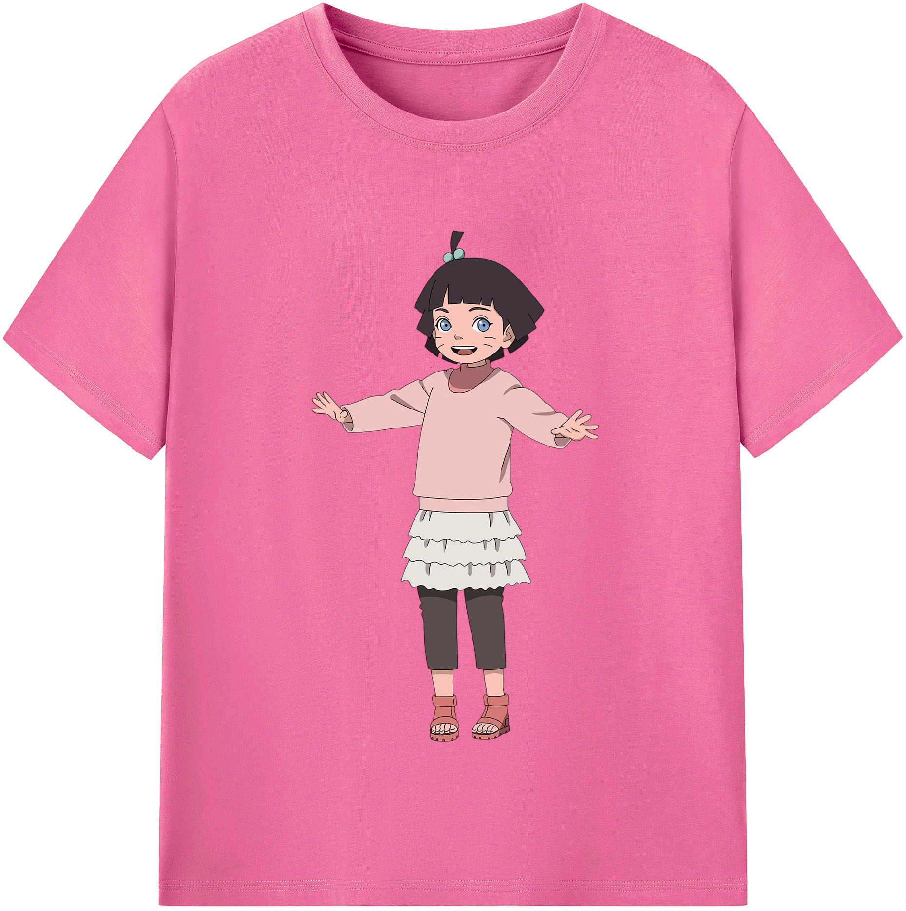 （画像用） NARUTO -ナルト- うずまき ヒマワリ Uzumaki Himawari レディースカジュアルプリントTシャツ（綿100％）